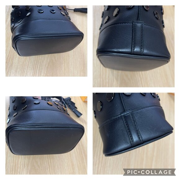 LOUIS VUITTON NN14 PM Audace Black Leather Studded Bag Noe Bucket Box Dust Bag - Picture 8 of 15